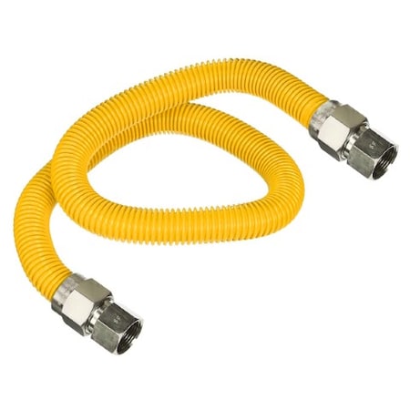 Flextron Gas Line Hose 1/2'' O.D.x30'' Len 1/2"x3/8" FIP Fittings Yellow Coated Stainless Steel Flexible FTGC-YC38-30E